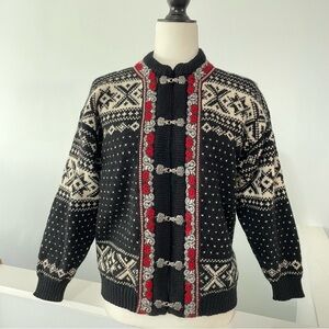 Voss Norway Fair Isle New Wool Cardigan Sweater
